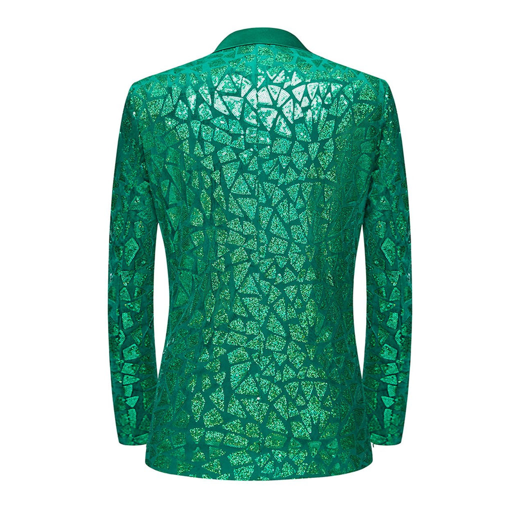 Men's Sequin Geometric Mosaic Green Tuxedo