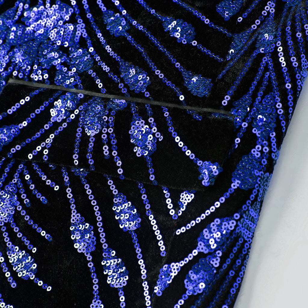 Men's Sequin Navy Jacket Blue Falling Stars