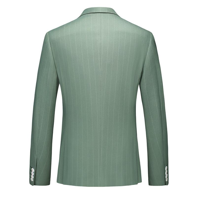 Men's Three-Piece Subtile Striped Sage Green Suit