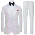 Men's Sequin Pink Geometric Mosaic White Tuxedo