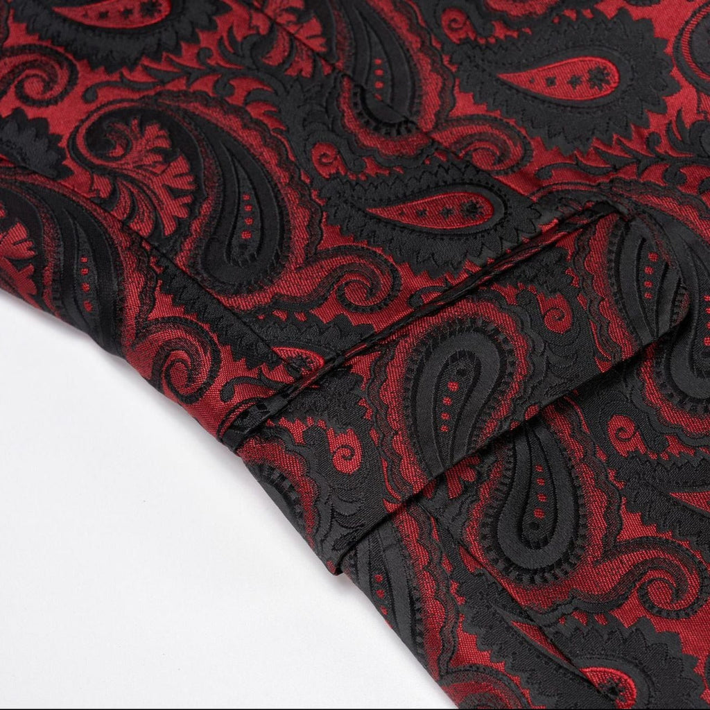 Men's Classic Paisley Shawl Collar Burgundy Tuxedo Jacket