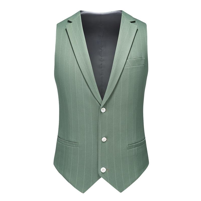 Men's Three-Piece Subtile Striped Sage Green Suit