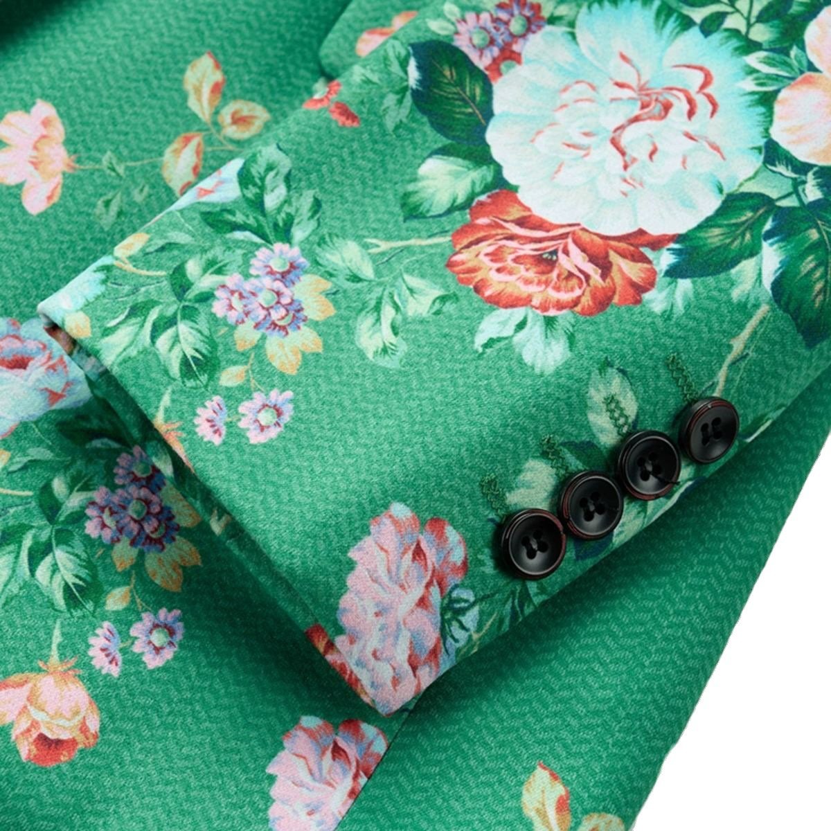 Men's Garden Green Tuxedo Floral Embraided Jacket