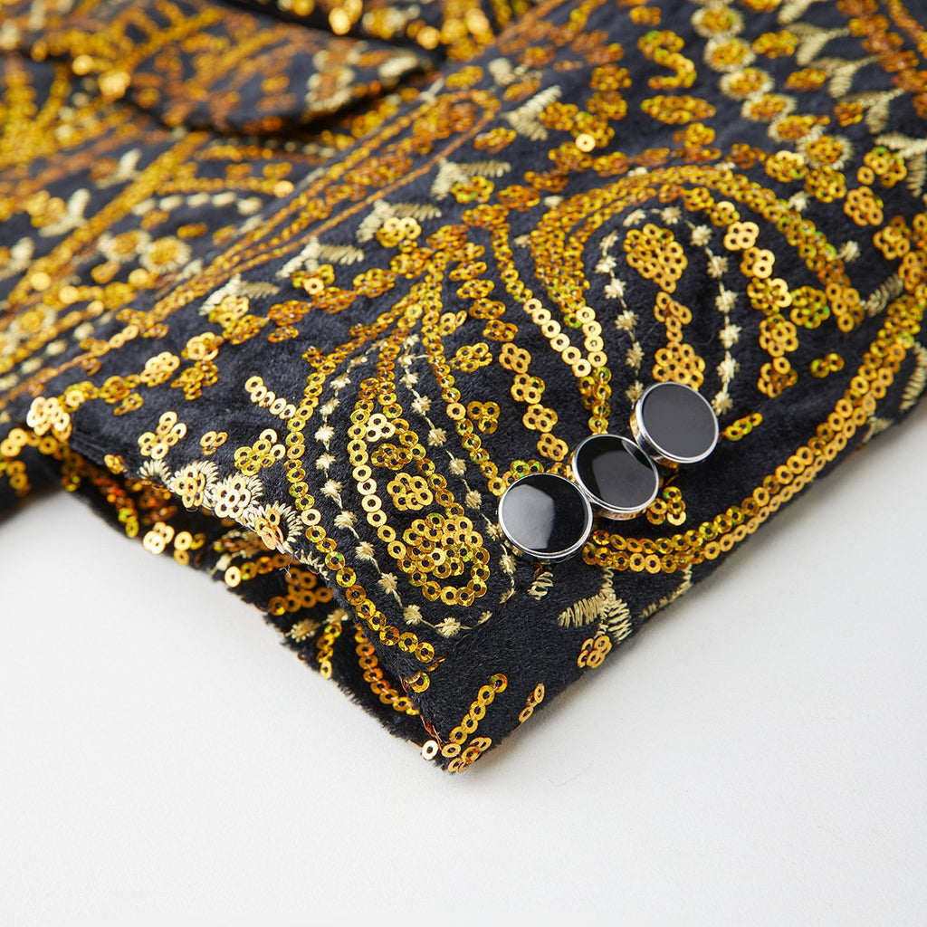 Men's Sequin Paisley Golden Tuxedo Jacket