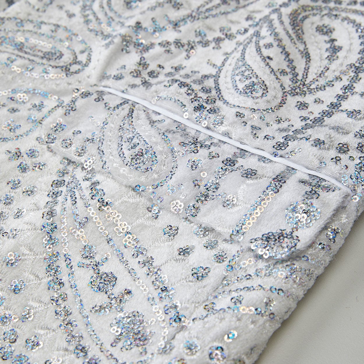 Men's Silver Sequin Paisley Dark White Tuxedo Jacket