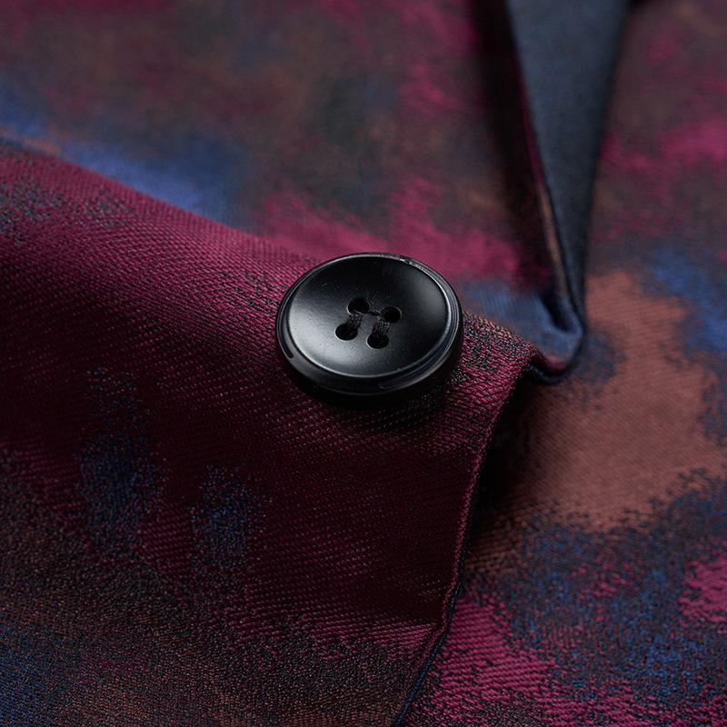 Men's One-Button Ink Painting Style Dark Navy Jacket