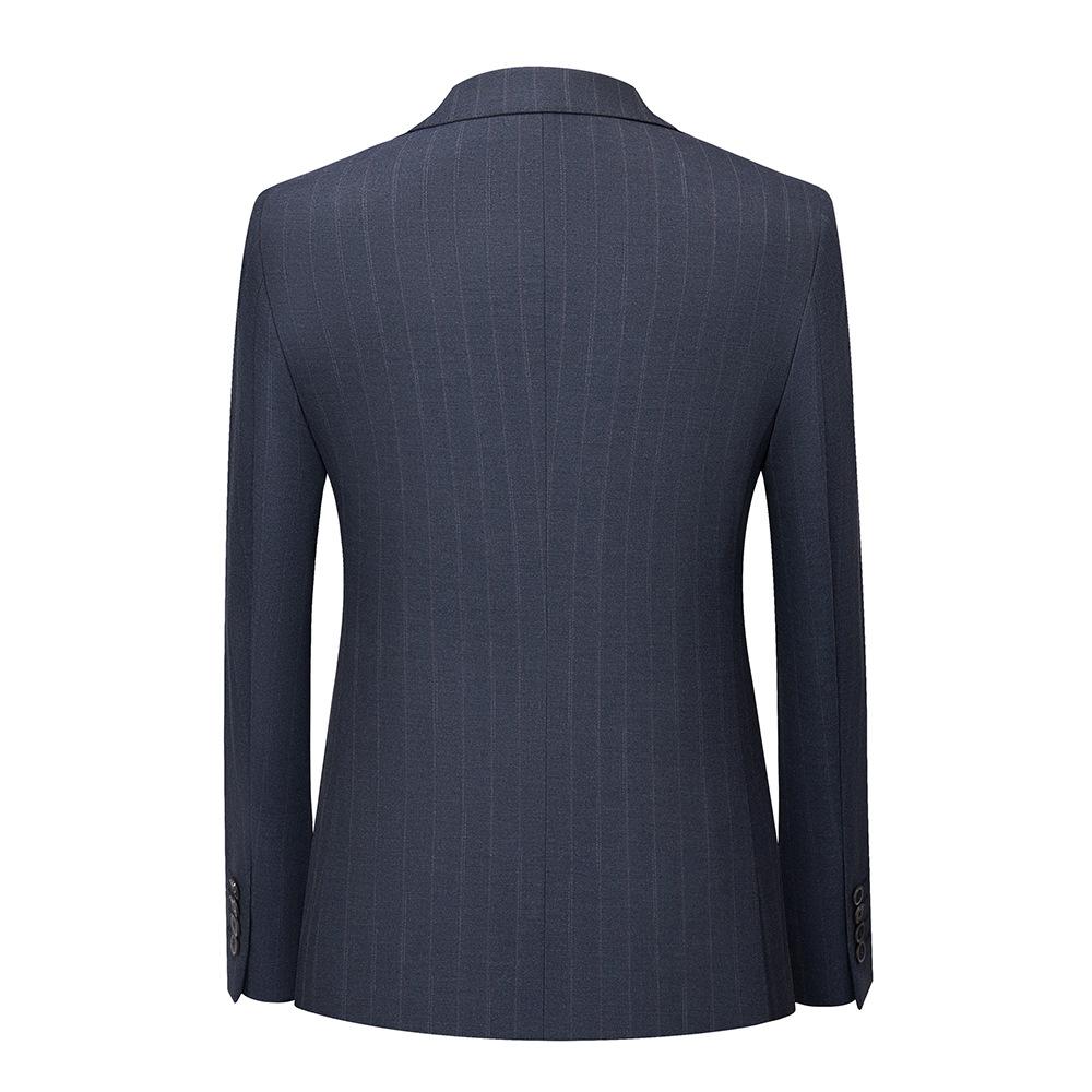 Men's 3-Piece Causal Striped Two Button Blue Gray Suit