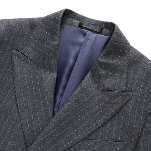 Men's Three-Piece Double-Breasted Subtile Striped Grey Suit