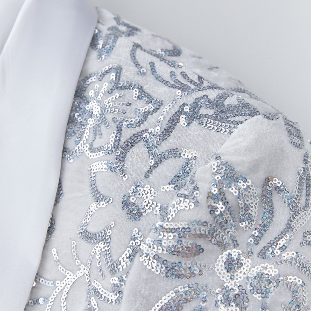 Men's Sequin White Jacket Silver Falling Stars