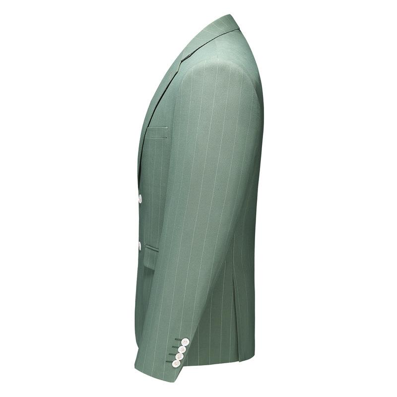 Men's Three-Piece Subtile Striped Sage Green Suit