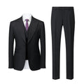 Men's Peak Lapel 3-Piece Striped Two Button Black Suit