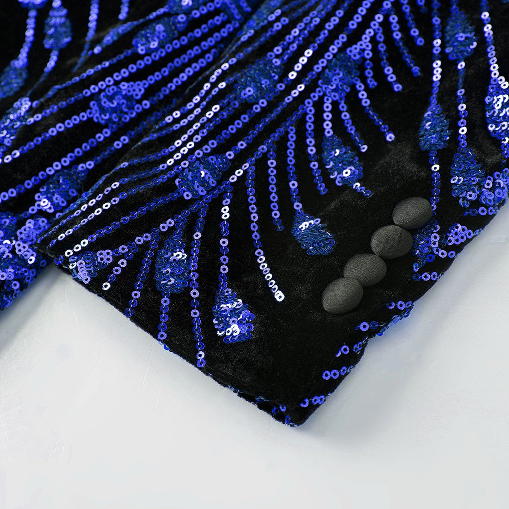 Men's Sequin Navy Jacket Blue Falling Stars