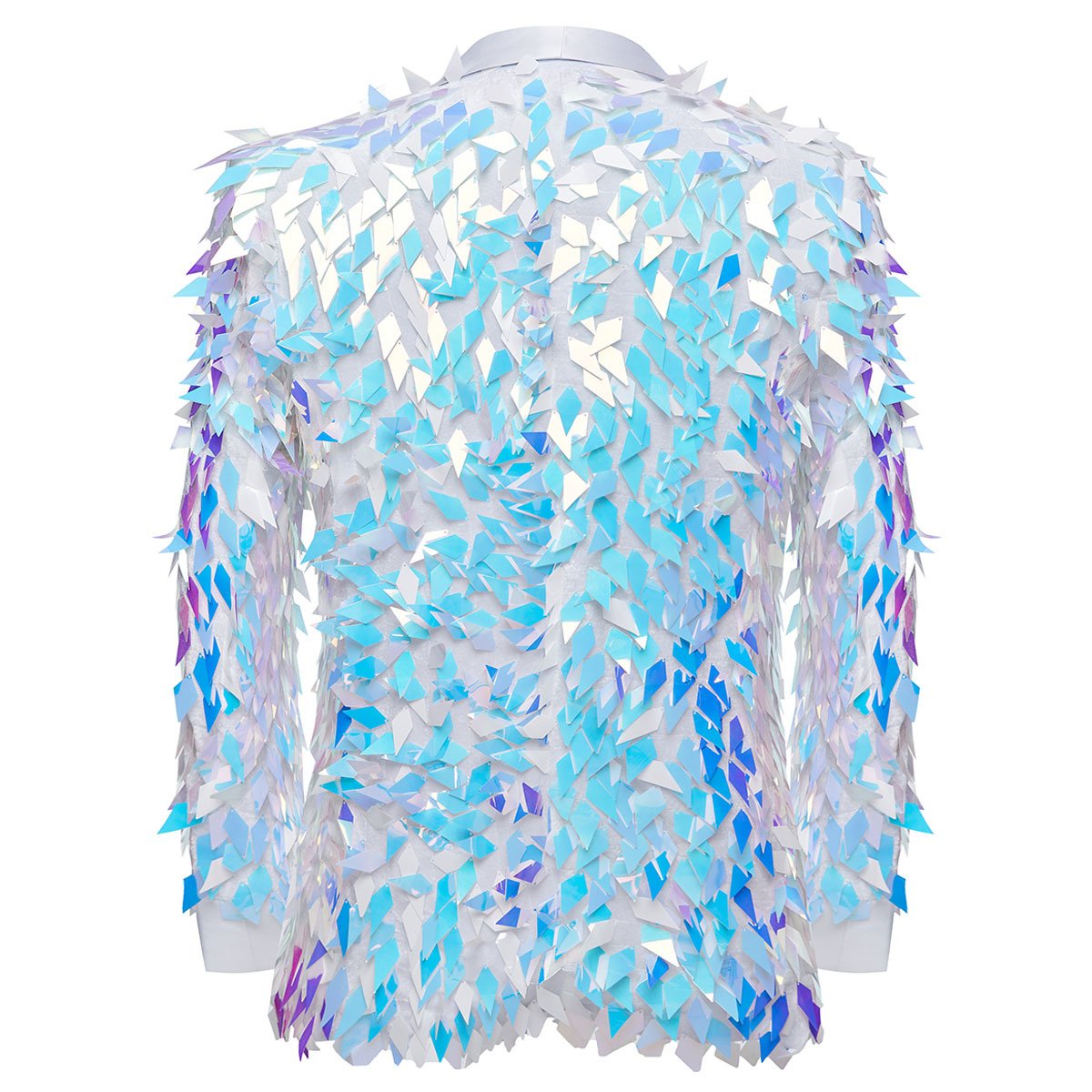 Men's One-Button Geometric Sequin Light Blue Tuxedo