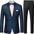 Men's Classic Paisley Shawl Collar Blue Tuxedo Jacket