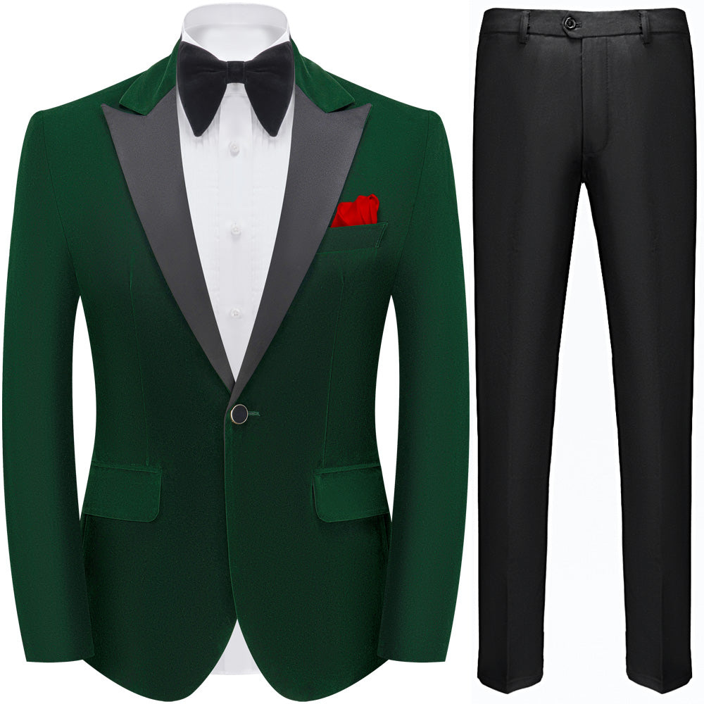 Men's Peak Lapel Green Velvet Tuxedo