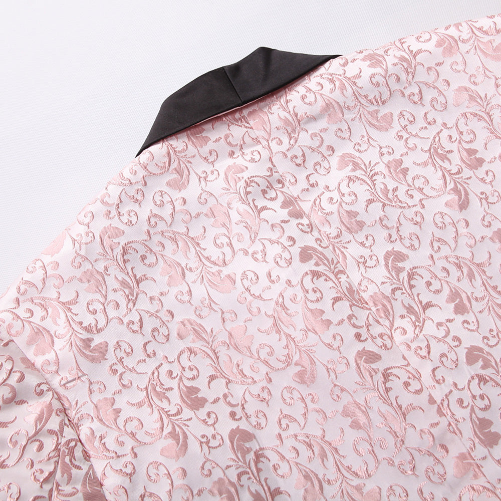 Men's 2-Piece Pink Jacquard Embroidery Paisley Tuxedo