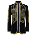 Men's Luxury Gold Embroided Court Style Black Tuxedo Jacket