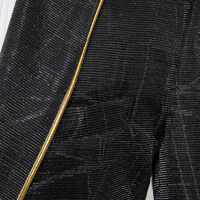 Men's 2-Piece Black Tuxedo Duo with Silver Trim
