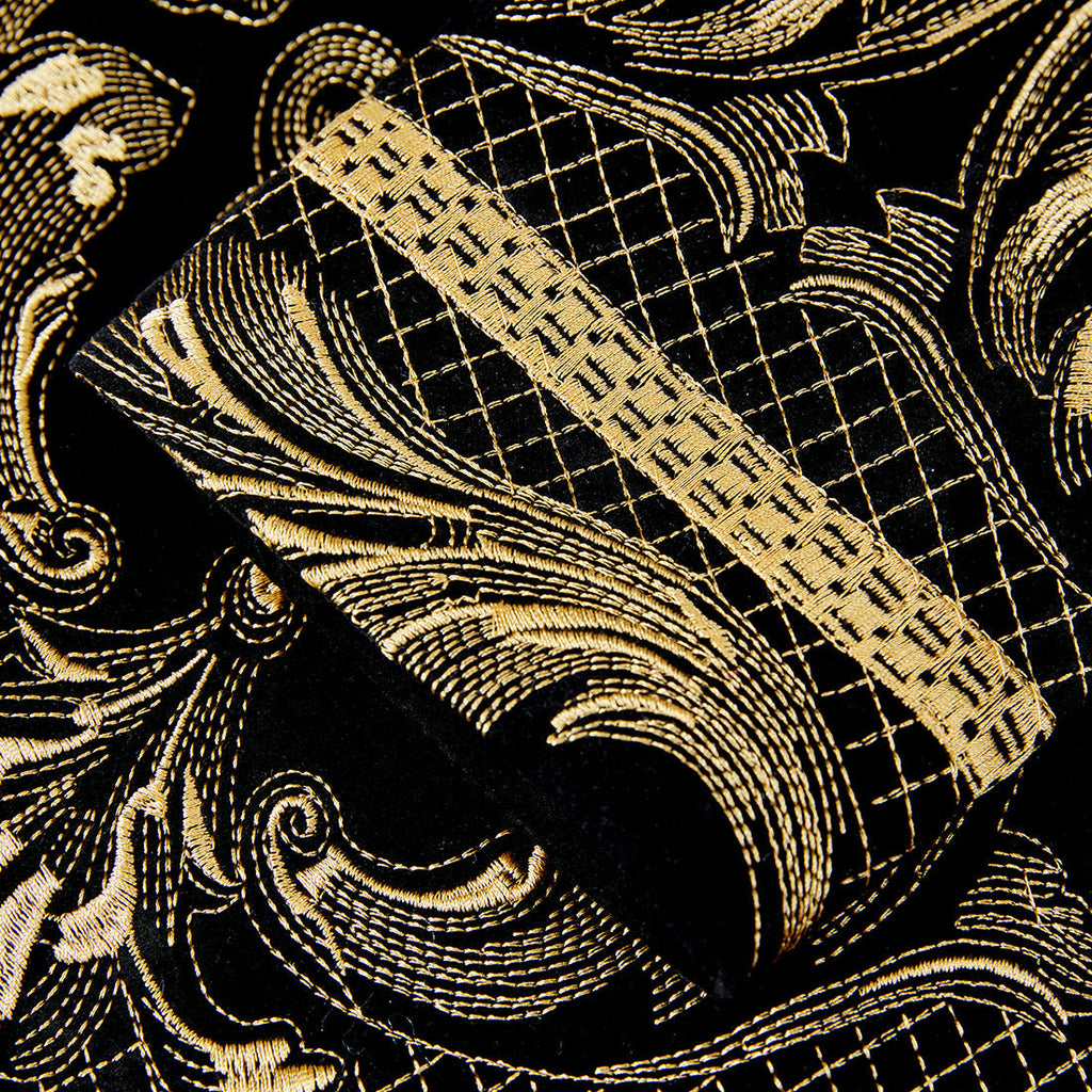 Men's Embroidered Gold Damask Black Tuxedo