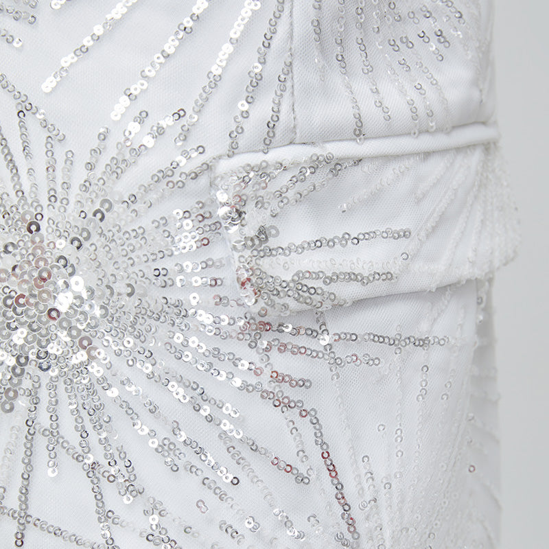 Men's Shimmering Fireworks Pattern White Suit Jacket