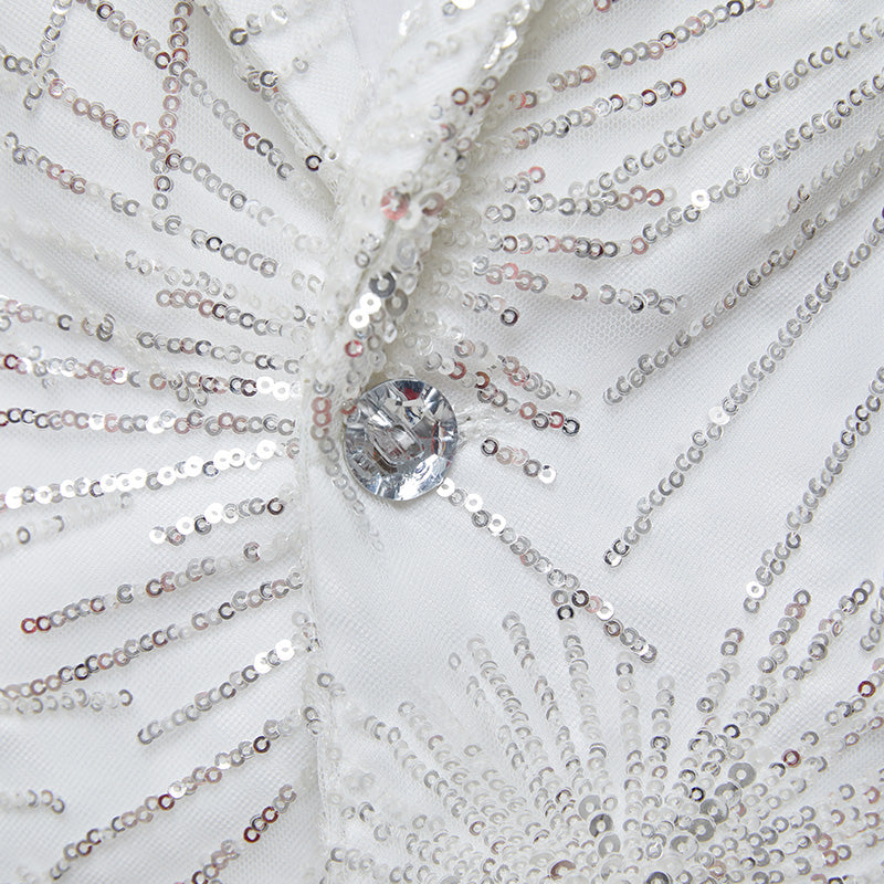 Men's Shimmering Fireworks Pattern White Suit Jacket